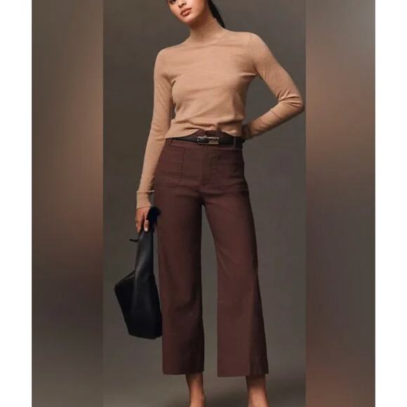Anthropologie The Colette Cropped Wide-Leg Pants Magic Fabric 25